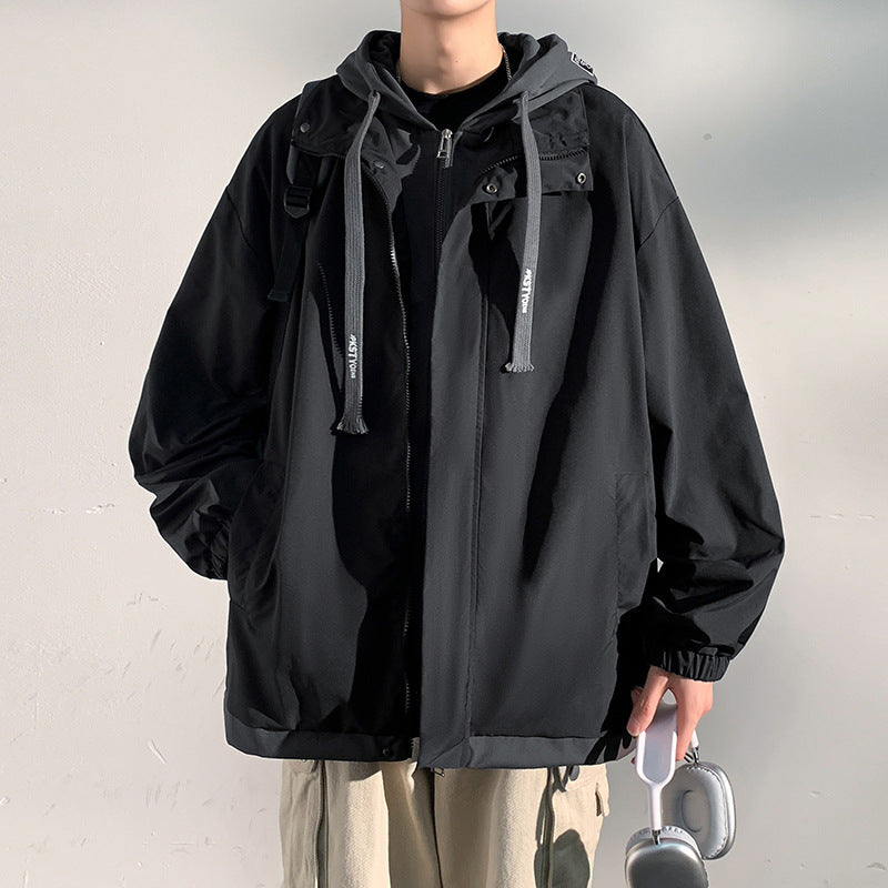 Herren zweilagige Softshell-Overlayerjacke mit Kapuze, wind- und wasserabweisender Membran und verstellbarem Saum Drune