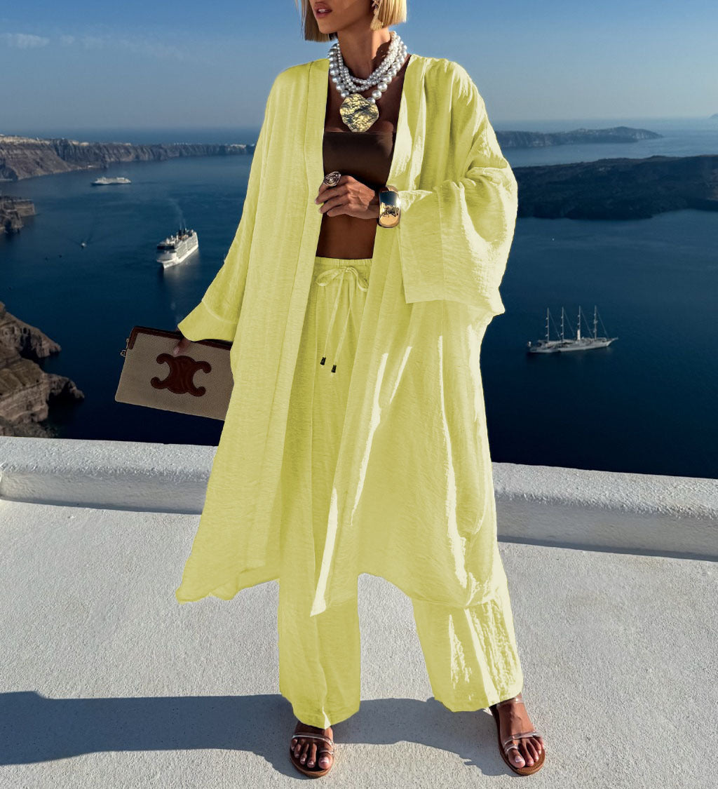 Damen luftiger Kaftan-Set mit weiten Ärmeln Drune