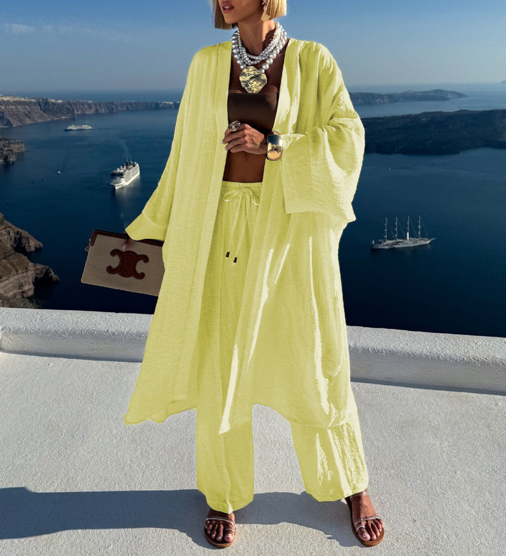 Damen luftiger Kaftan-Set mit weiten Ärmeln Drune