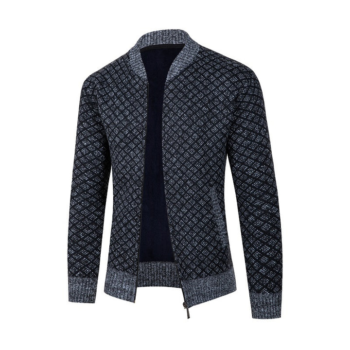 Herren Strickjacke mit modernem Rautenmuster und Reißverschluss Drune