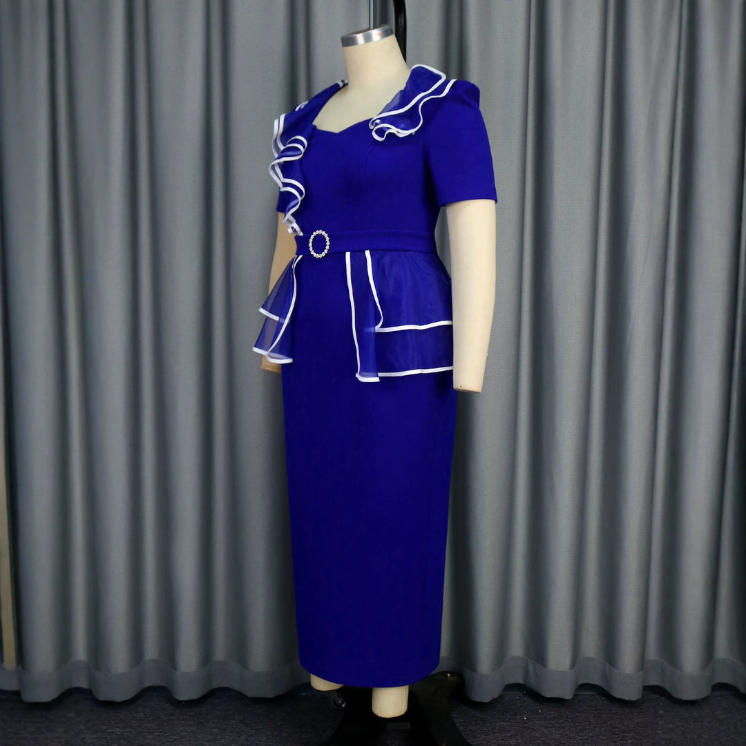 Damen figurbetontes Kleid mit fließendem Rüschendesign Drune