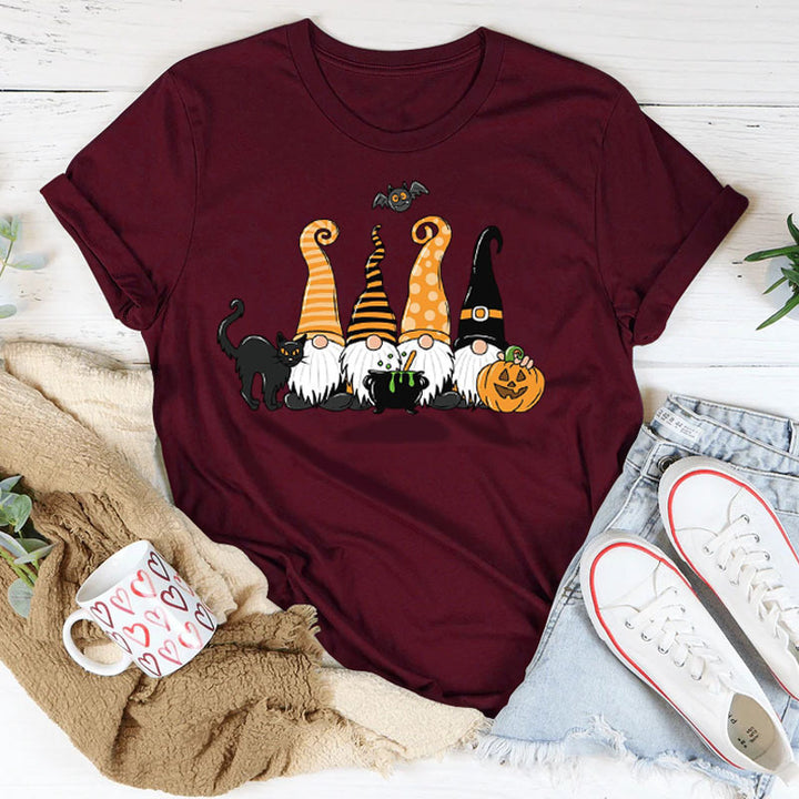 Damen Halloween-Themen Grafik T-Shirt mit verspieltem Wichtel-Design Drune