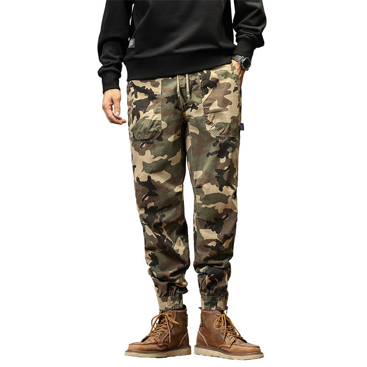 Herren Army‑Utility Cargo‑Jogger aus Baumwoll‑Twill mit aufgesetzten Klapptaschen und elastischen Bündchen Drune