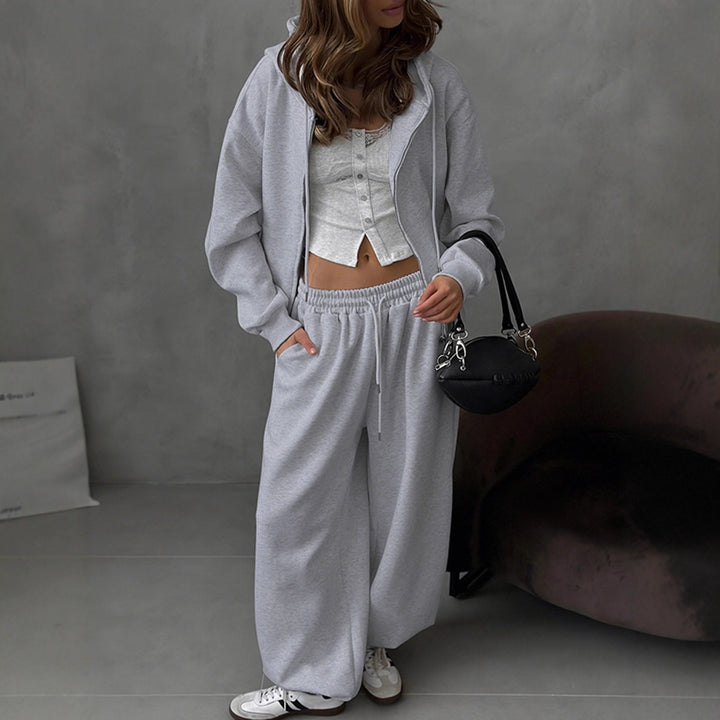 Damen Bequemes Oversized-Lounge-Set mit Kapuze und elastischem Bund Drune
