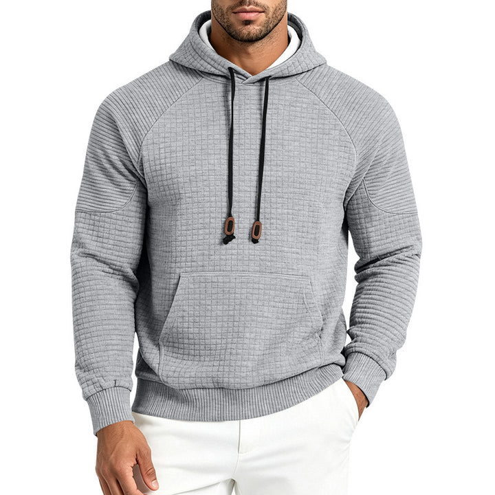 Herren Strukturierter Kapuzenpullover aus Waffeljersey mit Kängurutasche und Raglanärmeln Drune