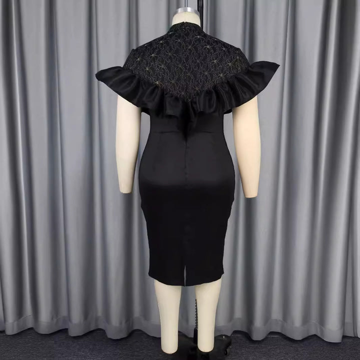 Damen Elegantes Kleid mit Rüschenausschnitt Drune