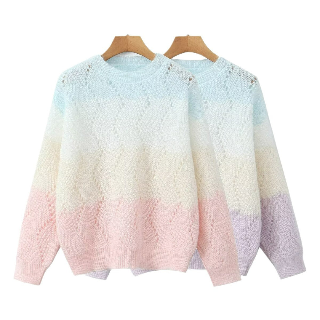 Damen Strickpullover mit modernem Wellenmuster und sanften Farbverläufen Drune