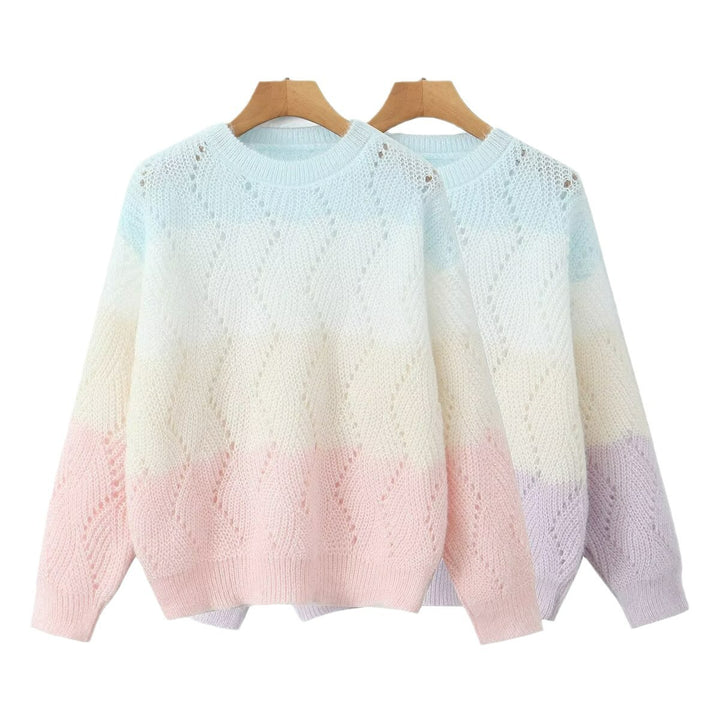 Damen Strickpullover mit modernem Wellenmuster und sanften Farbverläufen Drune