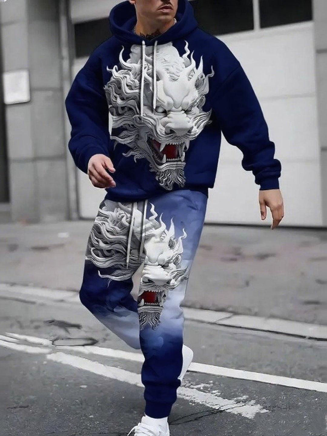 Herren Hoodie- und Jogginghose-Set mit einzigartigem Grafikdesign Drune