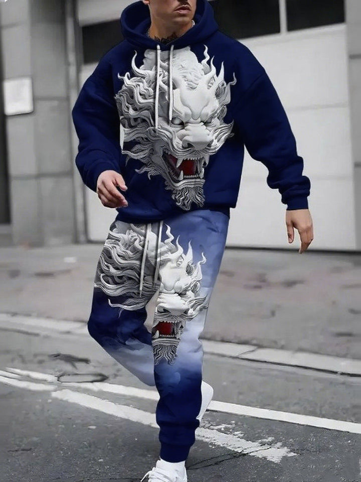 Herren Hoodie- und Jogginghose-Set mit einzigartigem Grafikdesign Drune