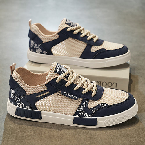 Unisex atmungsaktive Freizeit-Sneaker mit luftigen Mesh-Einsätzen und Bandana-Muster Drune