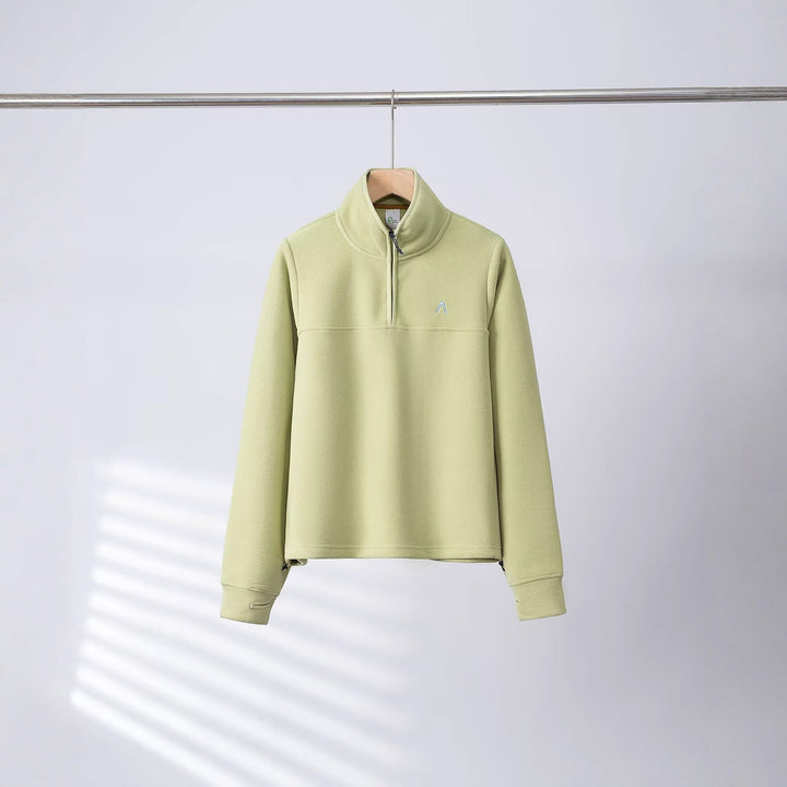 Damen Fleece-Pullover mit halbem Reißverschluss und elastischen Bündchen Drune