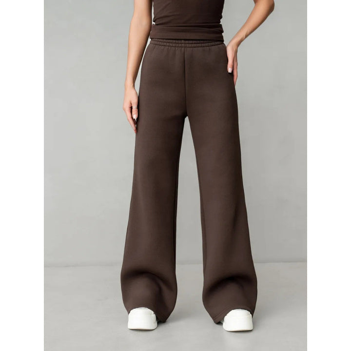 Damen nan fließende Palazzo-Loungehose mit extra weitem Bein elastischem Komfortbund und dezenten Eingrifftaschen Drune