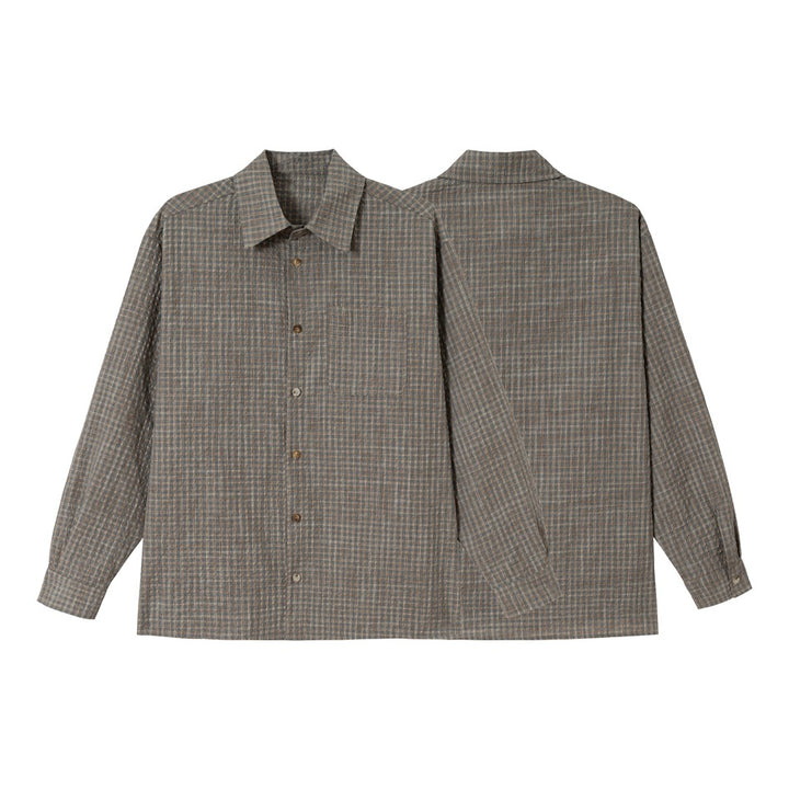 Herren Leichtes Karo-Overshirt aus Baumwollmischung mit geradem Saum und aufgesetzter Brusttasche Drune