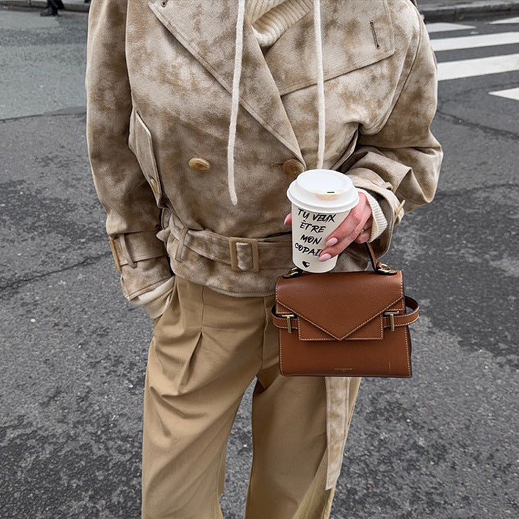 Damen modische Trenchcoat-Jacke mit Gürtel und Kapuze Drune