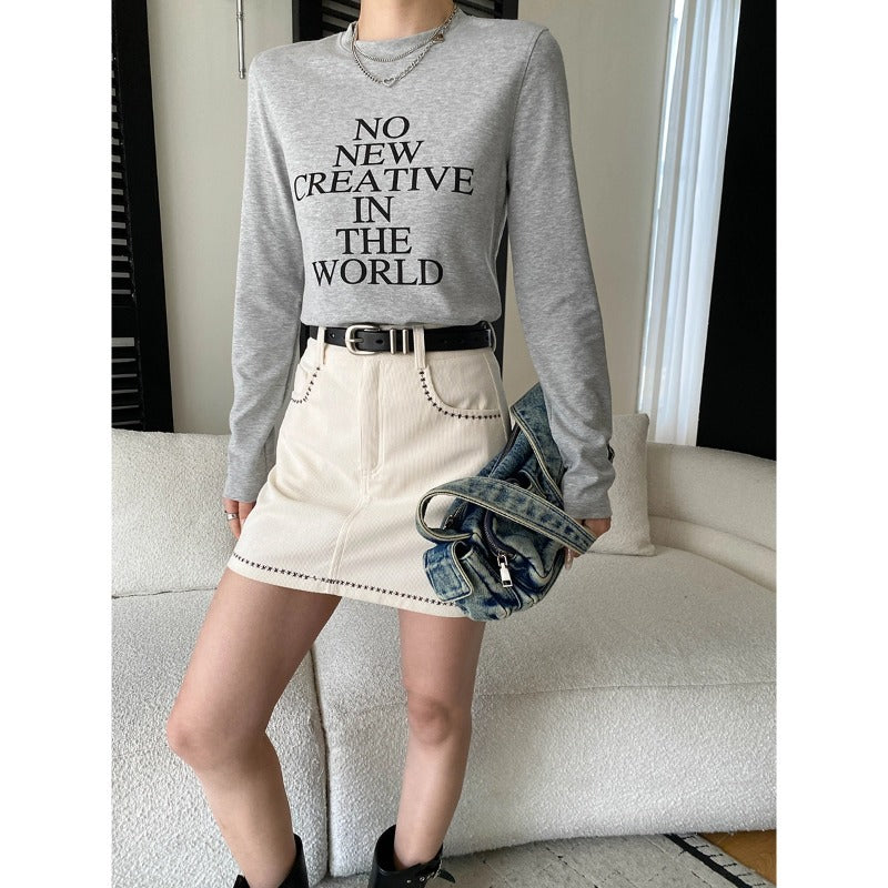Damen Langarmshirt mit kreativem Aufdruck und modischem Schnitt Drune