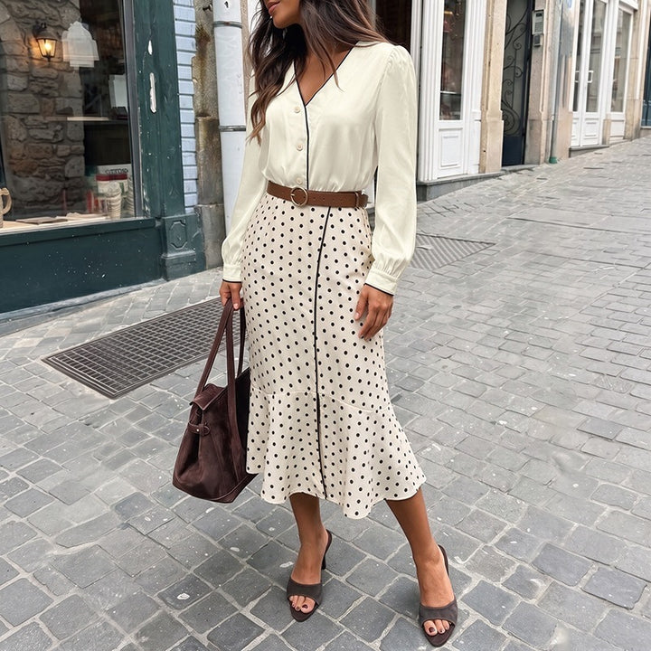 Damen Elegante Bluse mit Knopfdetails und Rüschen Drune