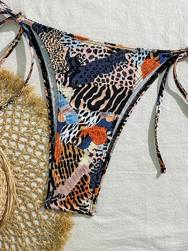 Damen Bandeau-Bikini mit verstellbaren Trägern und animalischem Muster Drune
