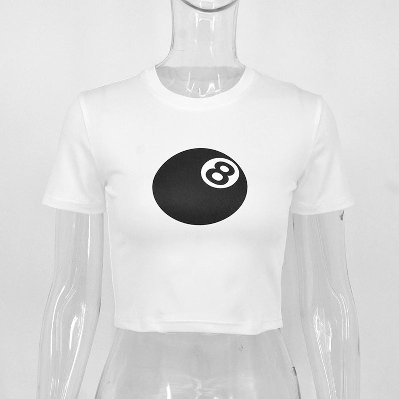 Damen cropped T-Shirt mit einzigartigem 8-Ball-Motiv und lässigem Schnitt Drune