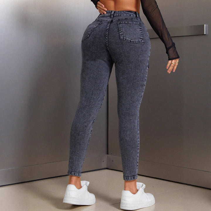Damen High-Waist Jeans mit praktischen Pattentaschen und schmalem Bein Drune