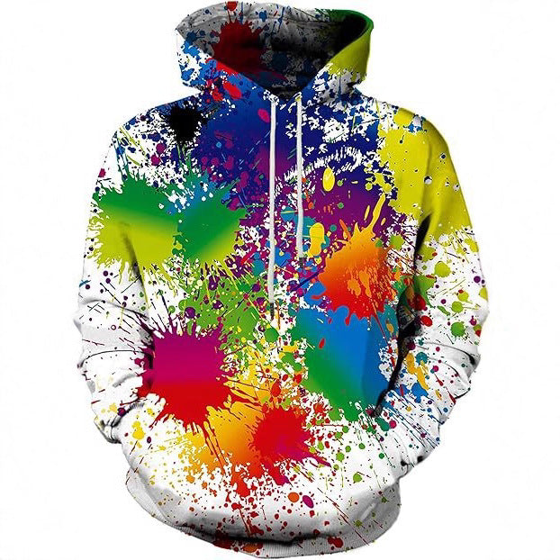 Damen Farbenfroher Hoodie mit kreativen Spritzmotiven Drune
