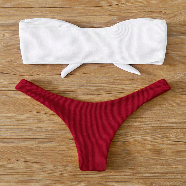 Damen Bandeau-Bikini mit modischem Knoten und hohem Beinausschnitt Drune