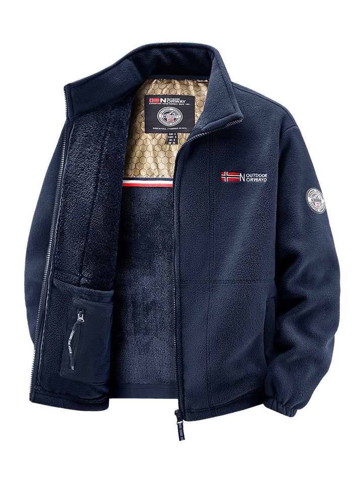 Damen Thermo-Fleecejacke mit wärmendem Teddyfutter, Stehkragen und Reißverschlusstaschen Drune
