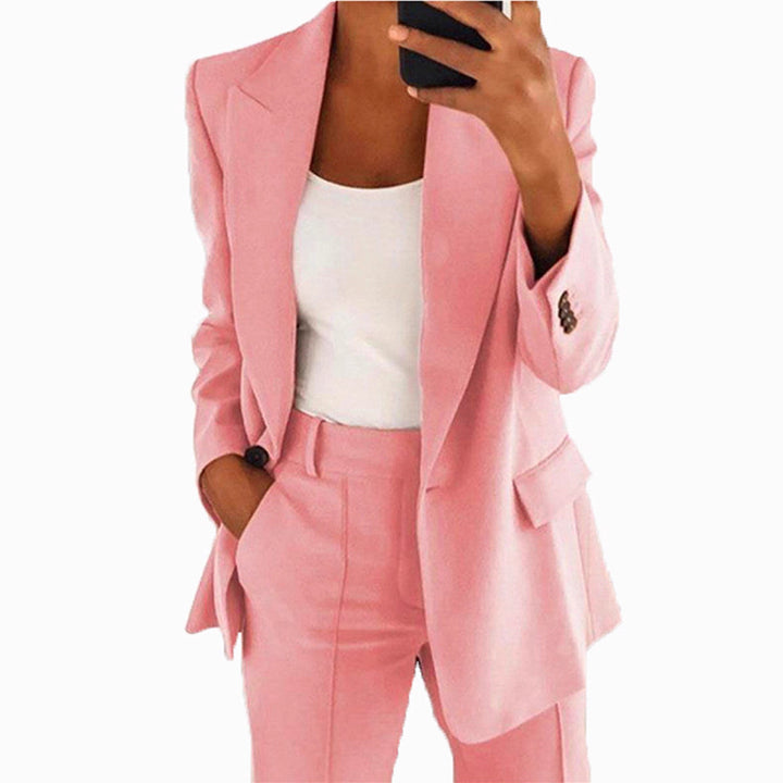 Damen nan taillierter Blazer-Hosen Businessanzug aus Stretchstoff Drune