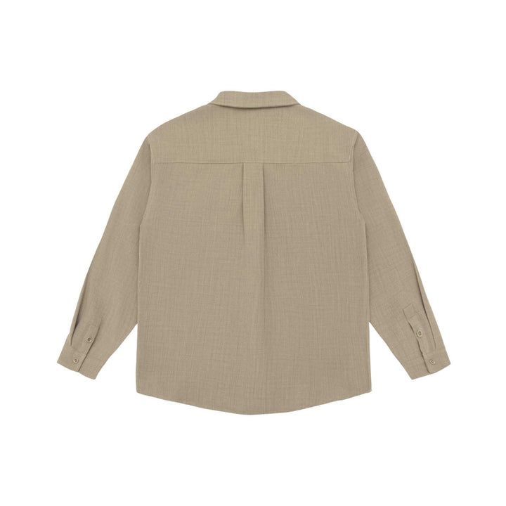 Unisex Leichte Hemdjacke im Overshirt-Stil aus Leinen-Baumwollmix mit Brusttasche und gerundetem Saum Drune