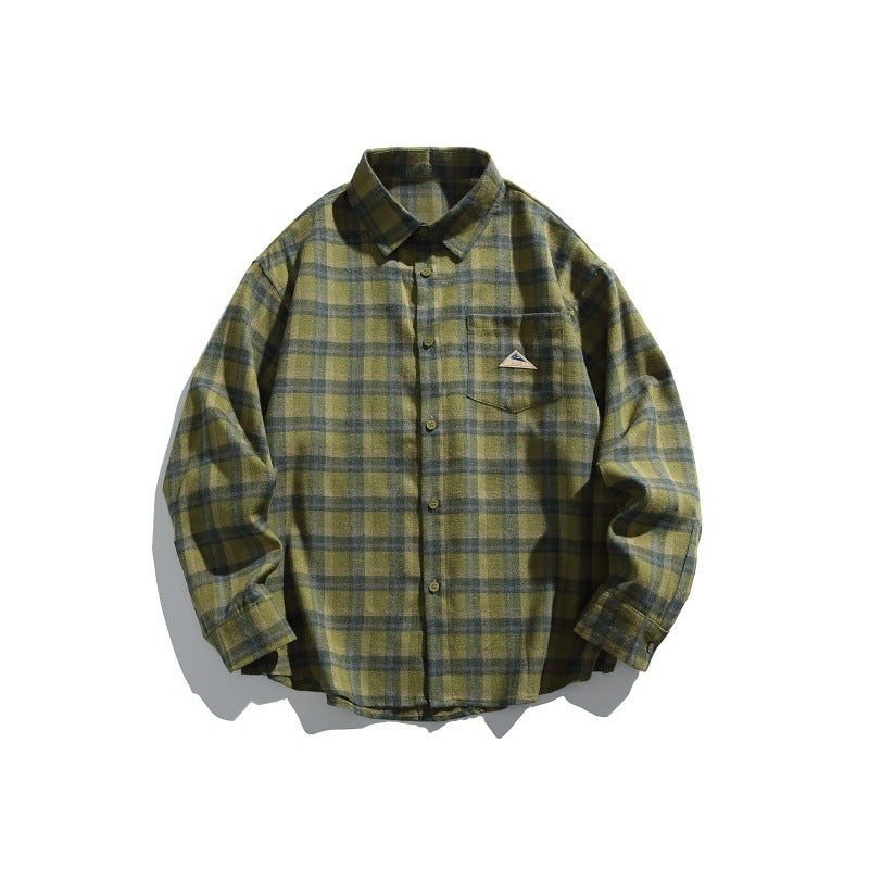 Herren Karierte Flanell-Hemdjacke im Overshirt-Look mit Brusttasche Drune