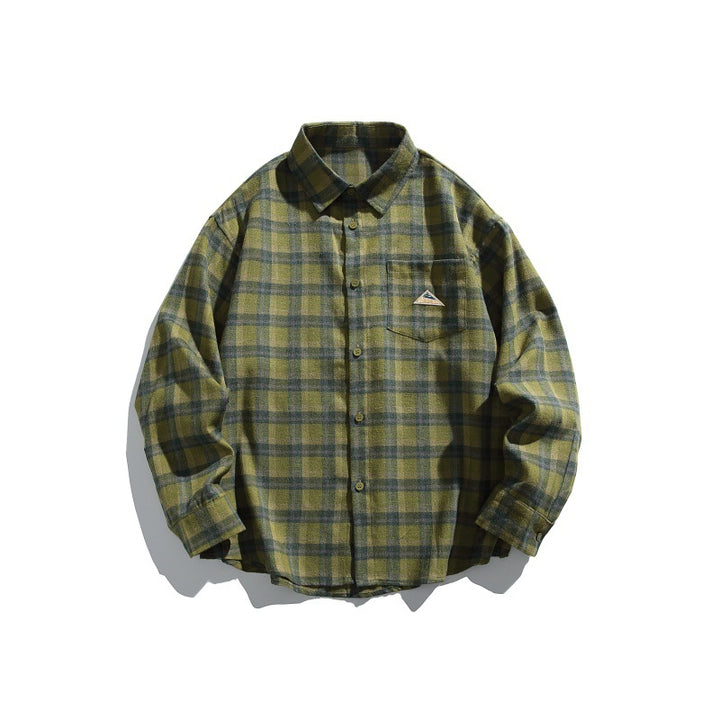 Herren Karierte Flanell-Hemdjacke im Overshirt-Look mit Brusttasche Drune