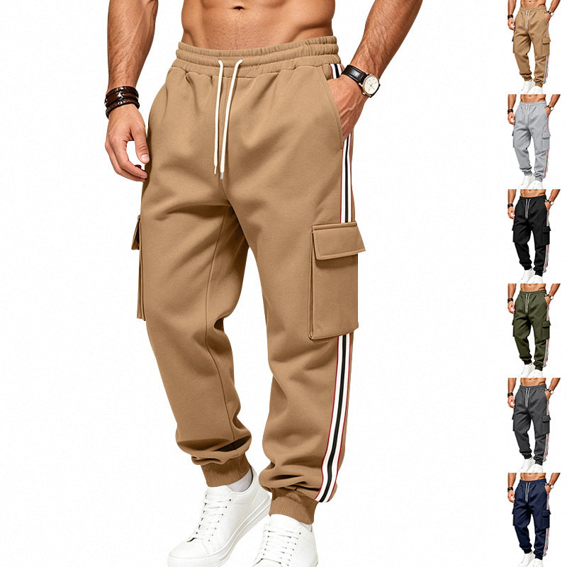 Herren Cargo-Jogginghose mit Cargo-Taschen und seitlichen Kontraststreifen Drune