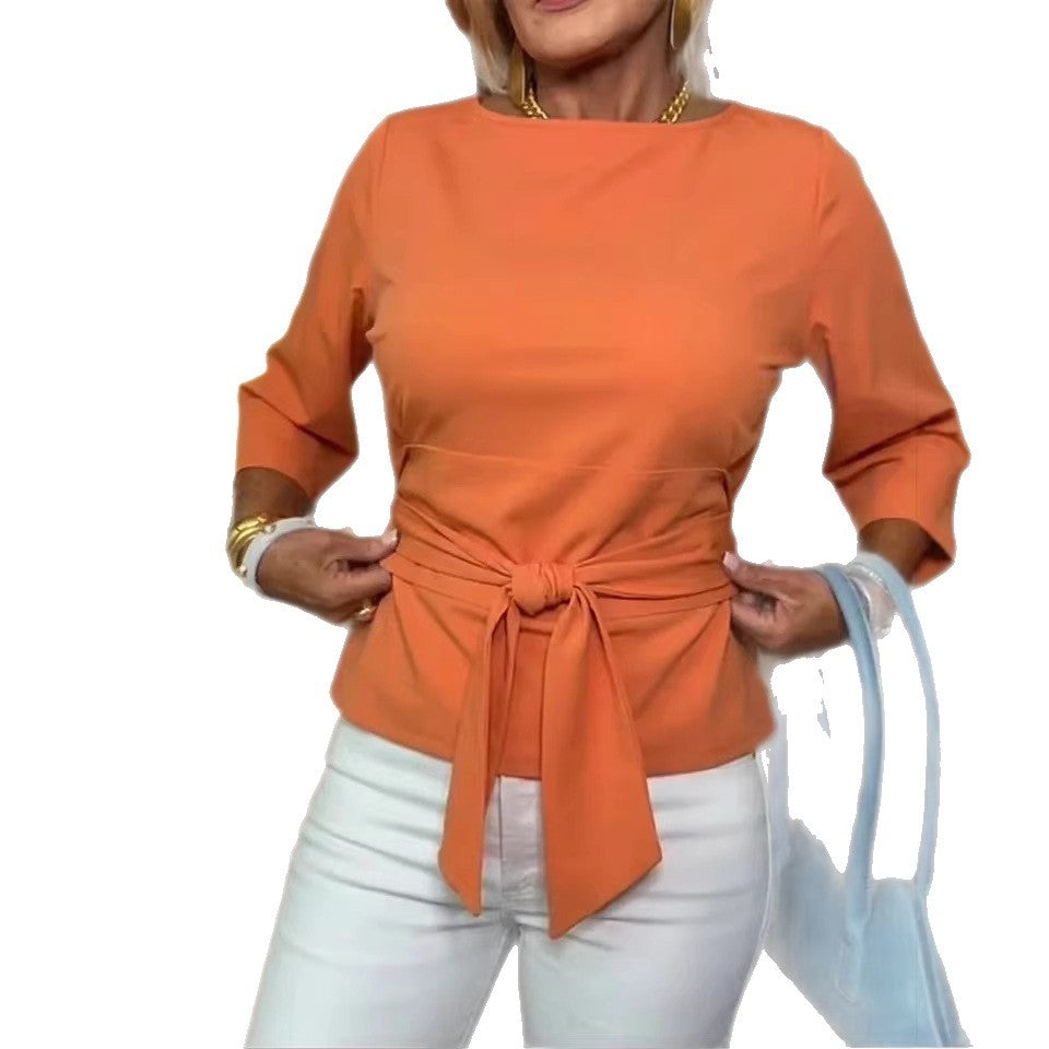 Damen Elegante Bluse mit Schleifen-Detail Drune