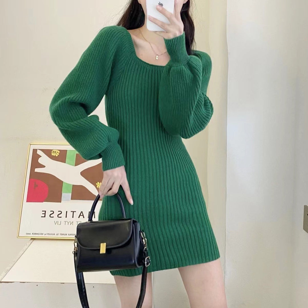 Damen Strickkleid mit strukturiertem Muster und voluminösen Ärmeln Drune