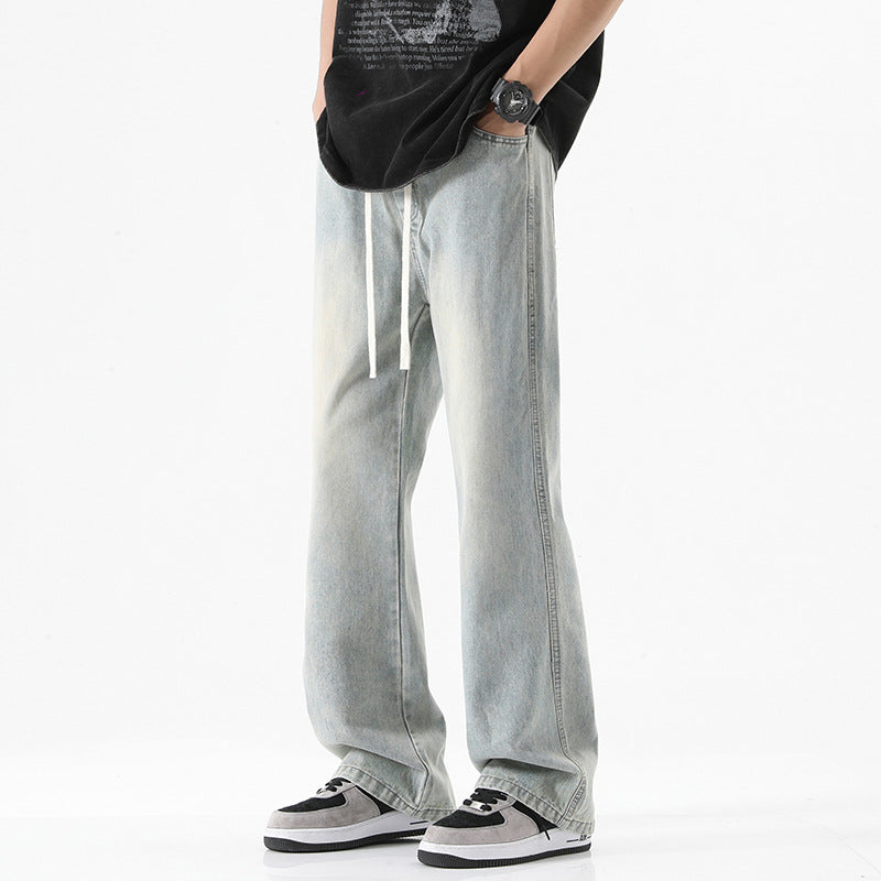 Herren Bodenlange Stonewashed Baggy-Jeans mit extra weitem Bein und tiefem Schritt Drune