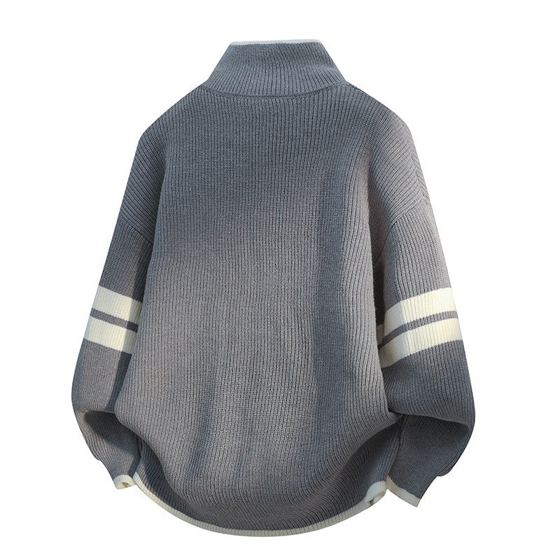 Unisex nan oversized Strickjacke mit Reißverschluss und Stehkragen Drune
