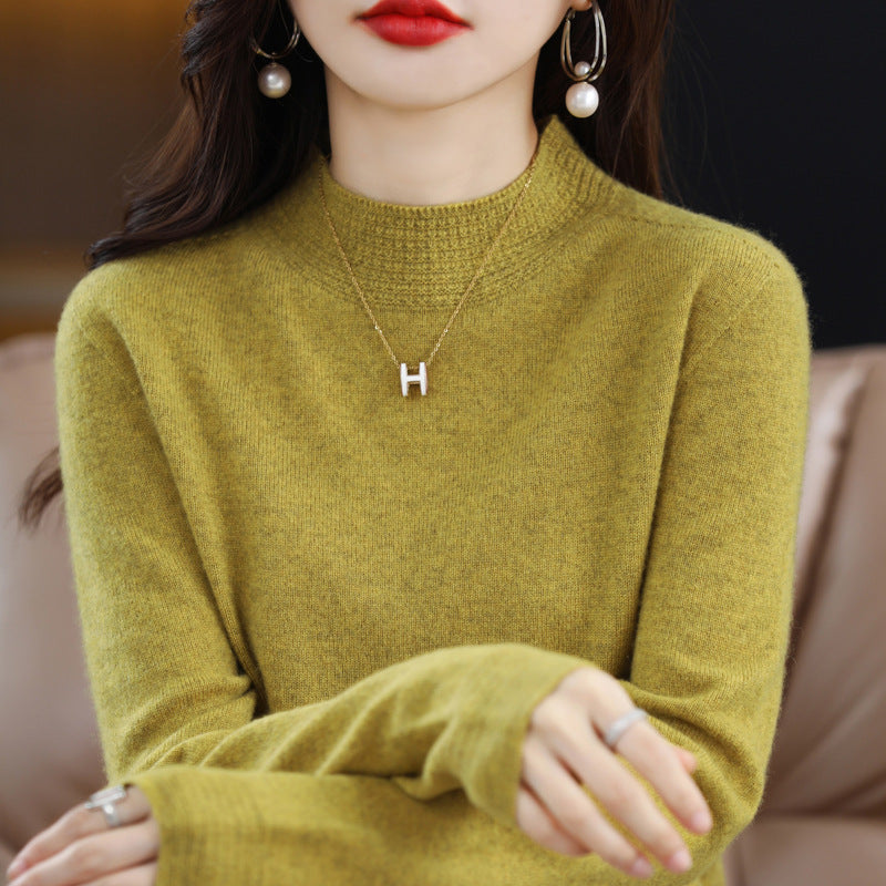 Damen Leichter Feinstrick-Mockneckpullover mit strukturierter Kragenblende Drune
