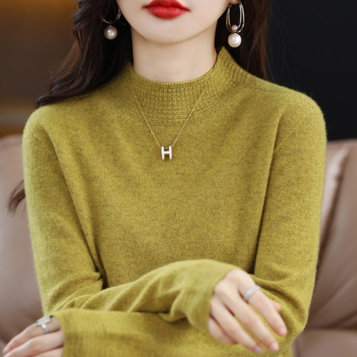 Damen Leichter Feinstrick-Mockneckpullover mit strukturierter Kragenblende Drune