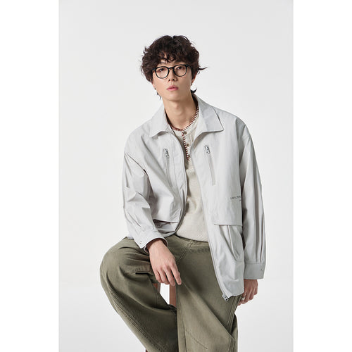 Unisex Technisches Overshirt-Jacke im Boxy-Cut mit Frontreißverschluss und Multifunktions-Taschen Drune