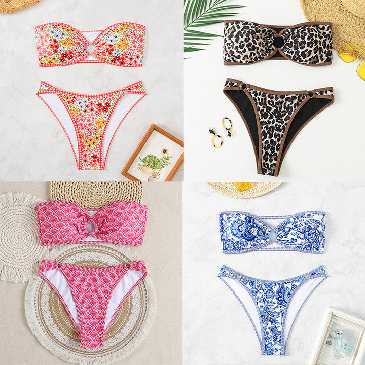 Damen Bandeau Badeanzug Set Drune