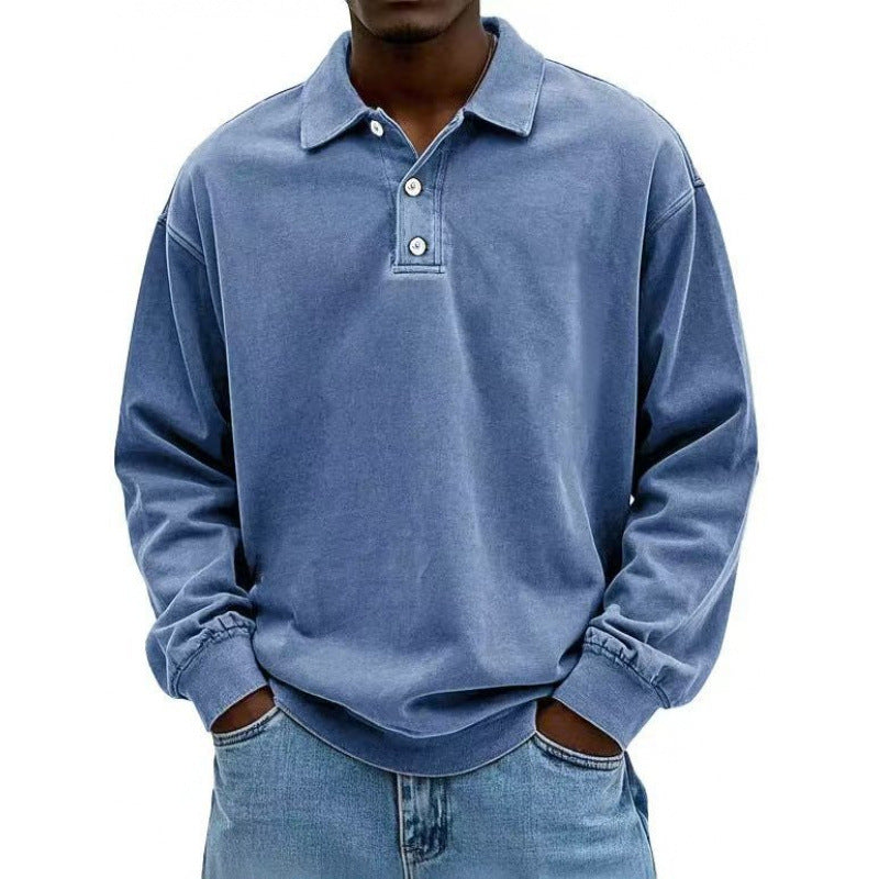 Herren Oversize Langarm Polo aus Baumwollmix Drune