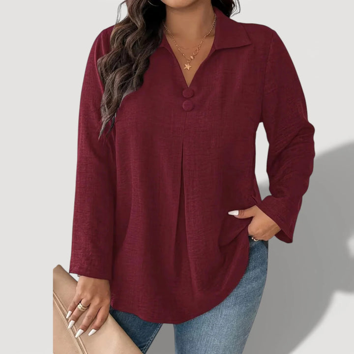 Damen Eleganter Langarmshirt mit Knopfdetails