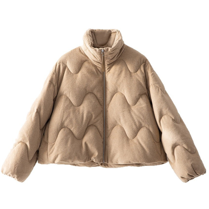 Damen Kurze gesteppte Jacke mit Wellensteppung, hohem Stehkragen und Boxy-Silhouette Drune