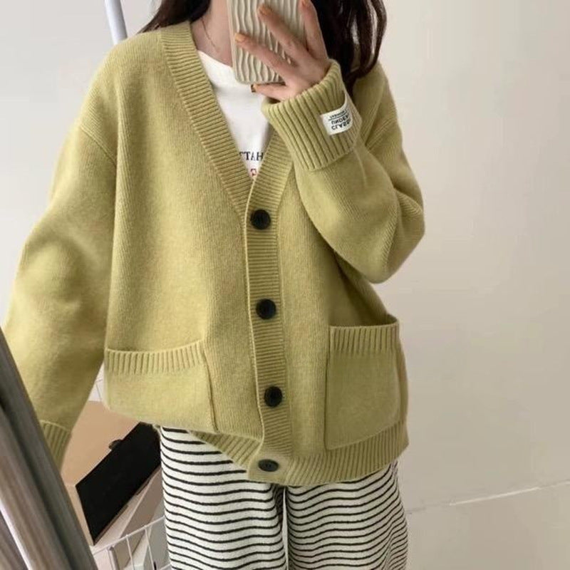 Damen Lässiger Oversized Cardigan mit großen Taschen und knöpfbaren Details Drune