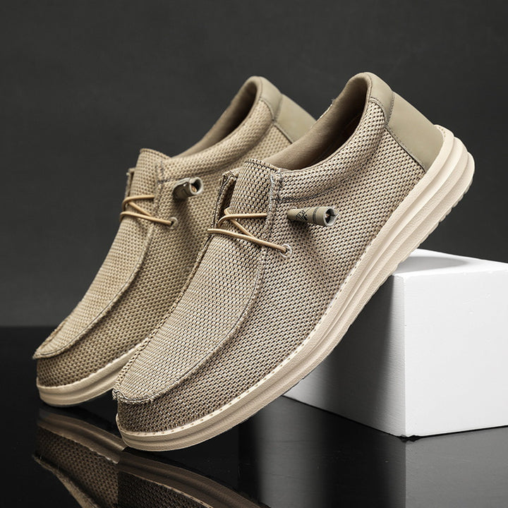 Herren atmungsaktive Mokassin‑Slipper aus Strick mit Memory‑Fußbett und rutschfester EVA‑Laufsohle Drune