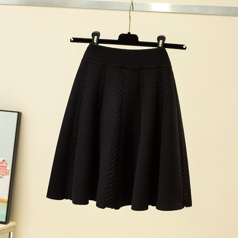 Damen Eleganter, plissierter Maxirock aus hochwertigem Strick Drune