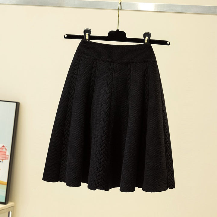 Damen Eleganter, plissierter Maxirock aus hochwertigem Strick Drune