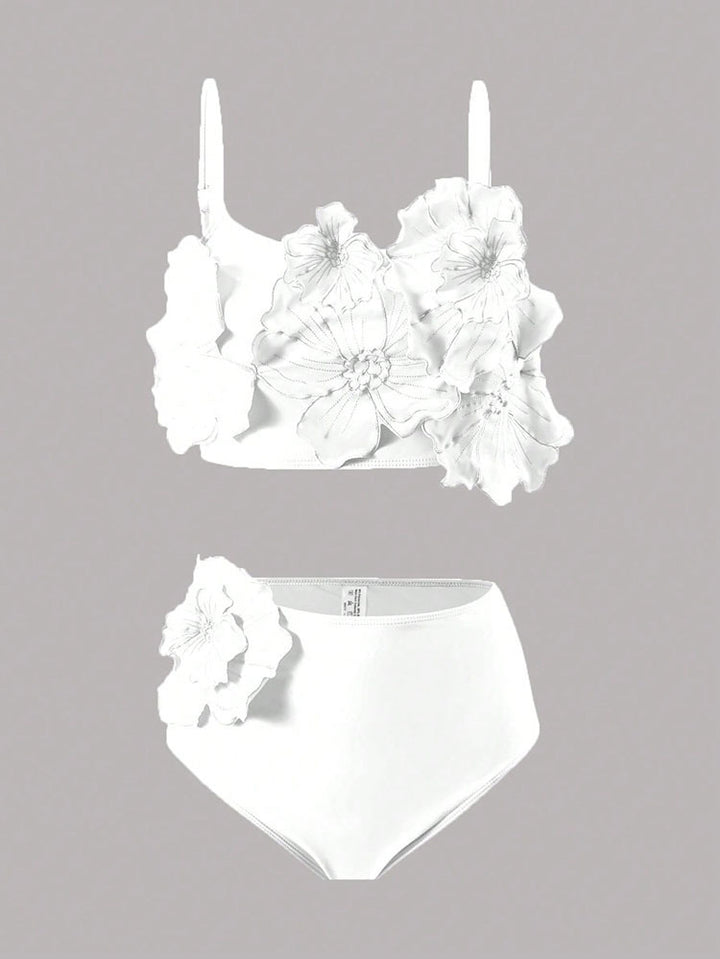 Damen Bikini-Set mit Blumenapplikationen Drune