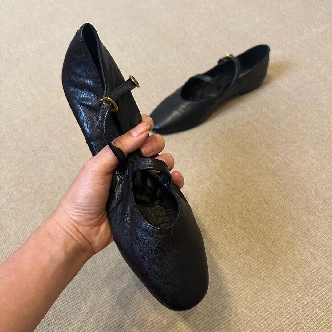 Damen Ballerina-Schuhe mit verstellbarem Riemchen und bequemem Fußbett Drune