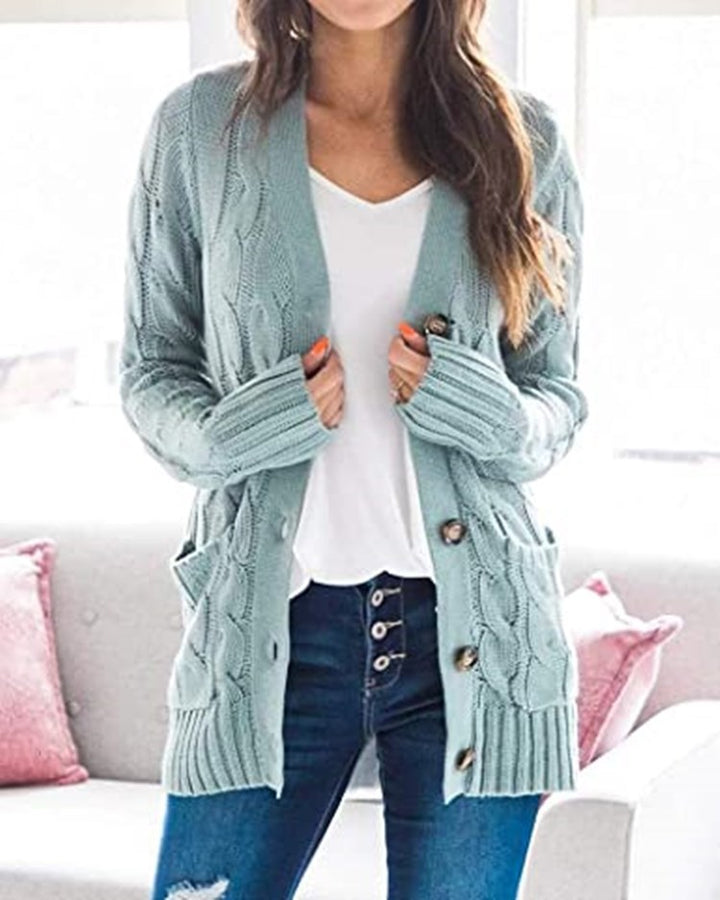 Damen Strickjacke mit eleganter Zopfmusterung und praktischen Taschen Drune